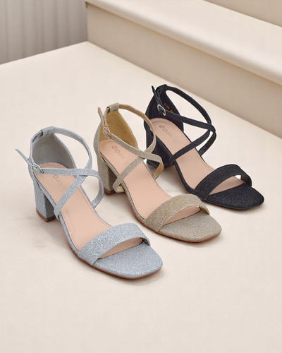 Sandales pour femmes Royalfashion Aurelia en tissu à talons dorées 41