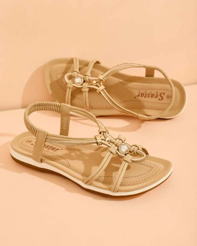 Royalfashion Sandales à zircon pour femme Solin
