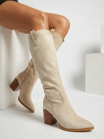 Bottes pour Femmes Flora Beige Élégantes en Cuir pour l'Automne