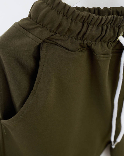 Pantalon de jogging femme vert foncé avec patch coloré - Vêtements