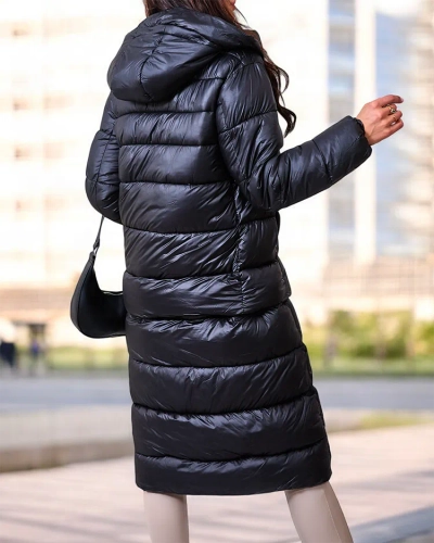 Royalfashion Veste d'hiver noire pour femme