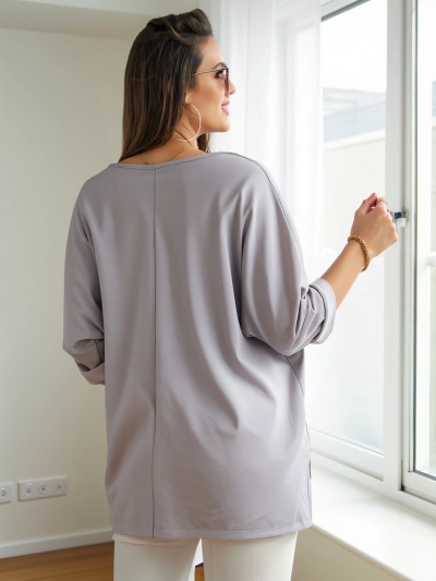 Blouse en viscose pour femmes Royalfashion avec inscriptions en strass