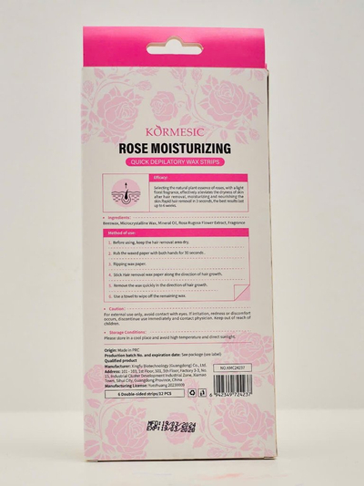 Bandes de cire à la rose pour l'épilation du corps 12 pcs.