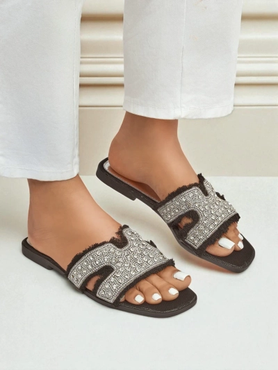 Royalfashion Sandales femme avec strass CrystalEase