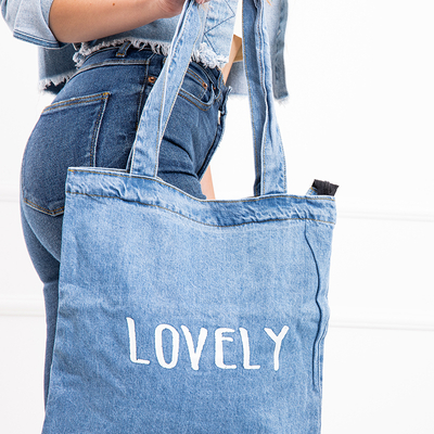 Sac à main en denim pour femme avec inscription Lovely - Accessoires