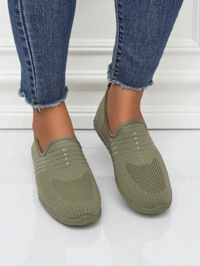 Mocassins pour femmes Hypatia Verde en tissu à enfiler avec semelle plate