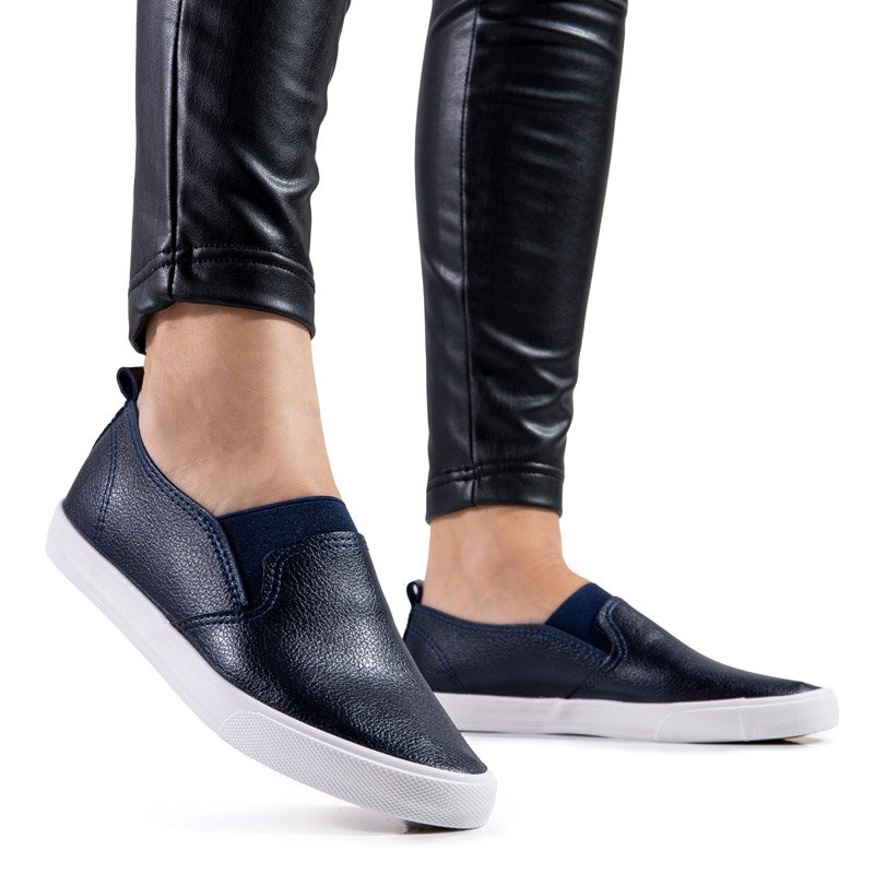 OUTLET Baskets slip femme bleu marine on Bonbqu Footwear royal fashion magasin de chaussures en ligne