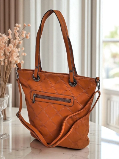 Sac pour femme Latona marron en cuir écologique, grand sac shopper avec fermeture éclair