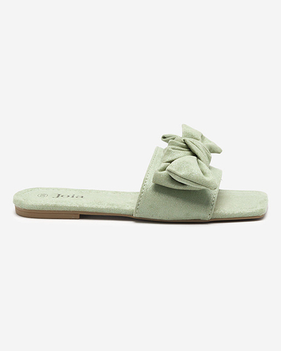 Chaussons femme verts avec nœud textile Kelisso - Footwear