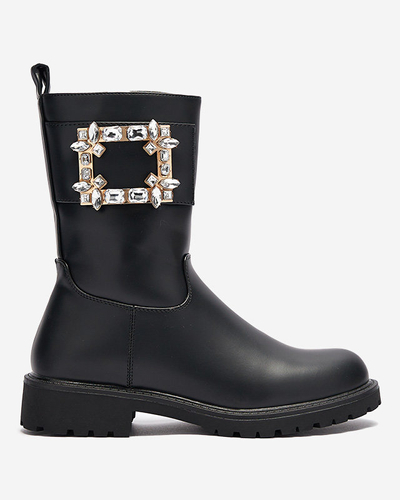 Bottes en éco-cuir noir pour femmes avec embellissement Xetika - Footwear