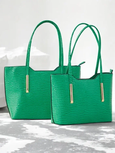 Sac à main double en cuir verni pour femmes avec embossage