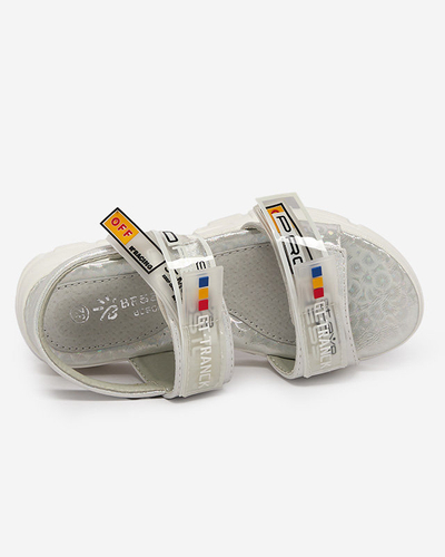 Sandales blanches pour enfants fermées par velcro Keris - Chaussures