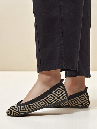 Royalfashion Ballerines en tissu pour femmes à imprimé géométrique Métrique