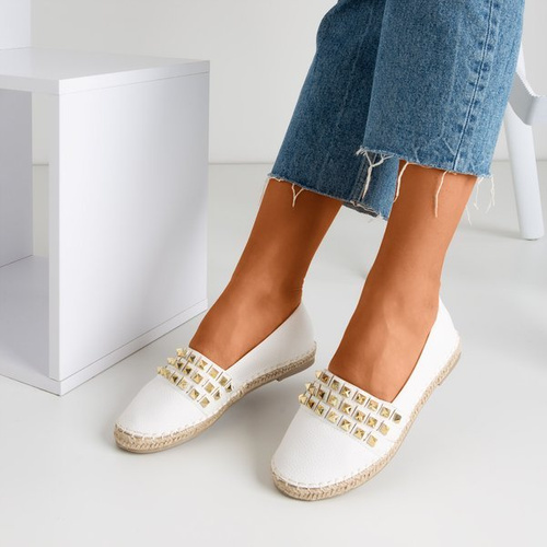 Espadrilles blanches pour femmes avec clous Anchu - Chaussures 1