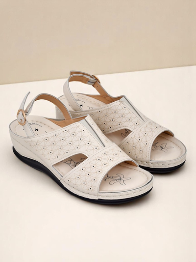 Sandales Royalfashion pour femmes, petite semelle compensée Comfort Chic
