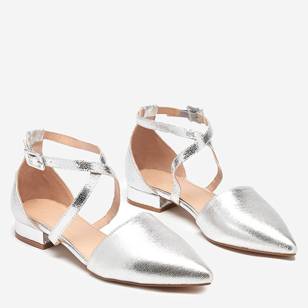 OUTLET Ballerines femme argentées à talons plats Osies- Shoes