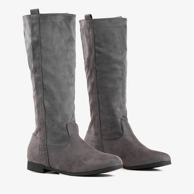 Bottes à talons plats pour femmes grises Melano - Chaussures