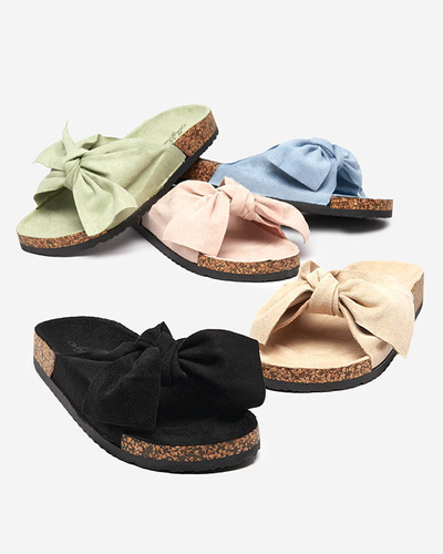 OUTLET Chaussons femme rose clair en éco-daim avec nœud Xeria - Footwear