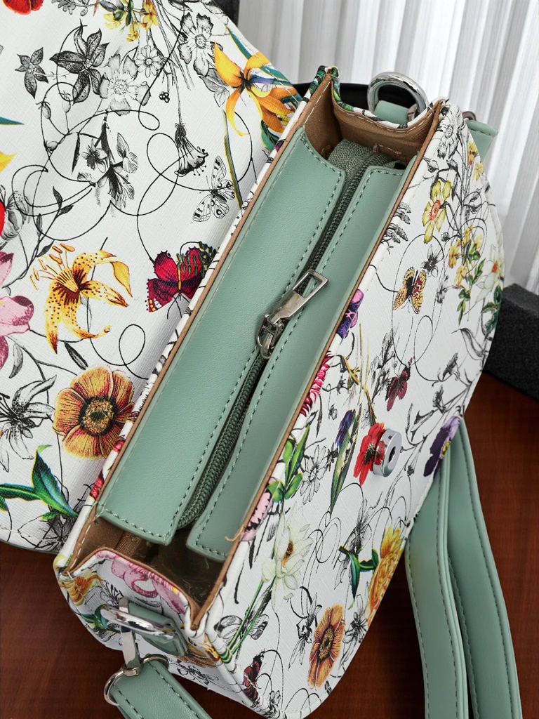 Royalfashion Petit sac à main pour femme en cuir écologique à fleurs Ori Elle