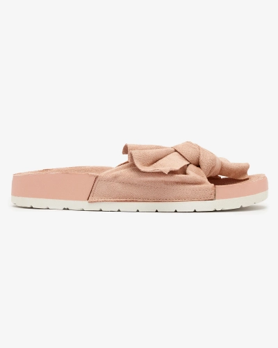 OUTLET Royalfashion Tongs en suédine écologique rose pour femme avec nœud Merisah