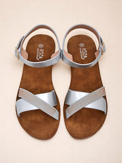 Sandales compensées Royalfashion pour femmes avec strass Allona
