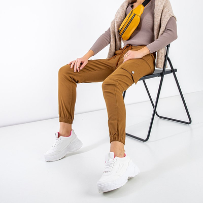 Pantalon cargo femme marron avec poches - Vêtements