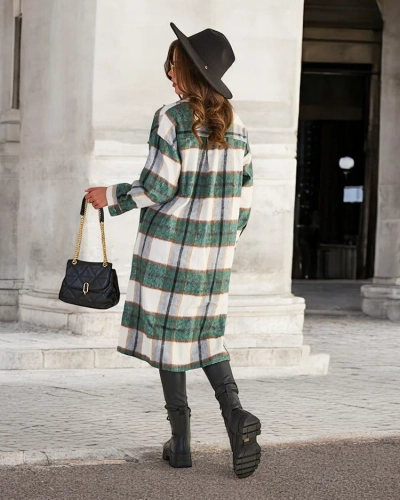 Chemise longue femme à carreaux vert - Vêtements