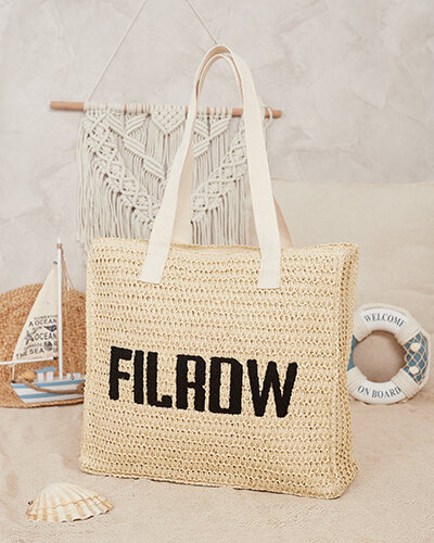 Royalfashion Grand sac à main en paille pour femme