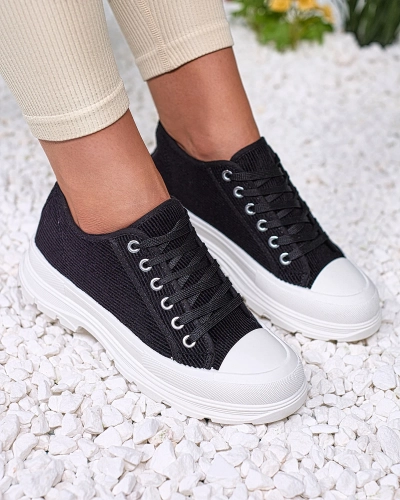 OUTLET Royalfashion Baskets à plateforme pour femme en noir Spollero