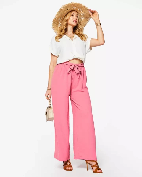 Pantalon palazzo large pour femme en rose foncé - Vêtements