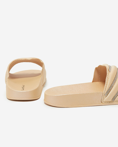 Chaussons femme beiges avec zircons cubiques Erikis - Footwear
