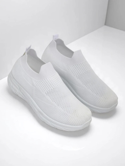 Royalfashion Chaussures de sport à enfiler pour femmes Whites