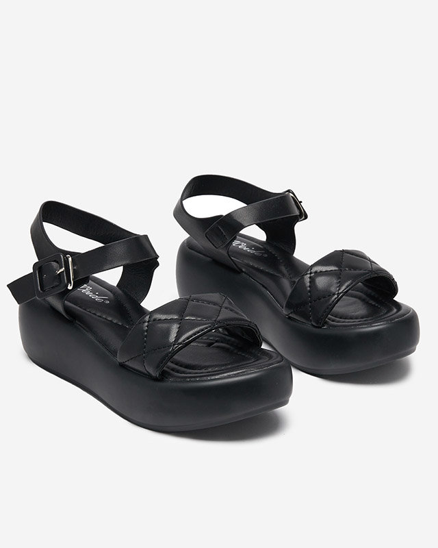 OUTLET Sandales compensées matelassées en cuir écologique noir Baloui - Footwear