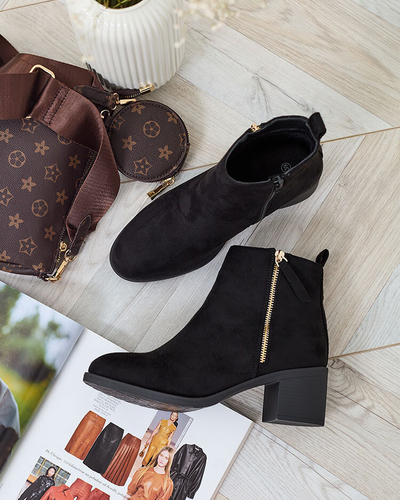 Royalfashion Bottines basses à talon aiguille pour femmes en éco-daim noir Rejerry
