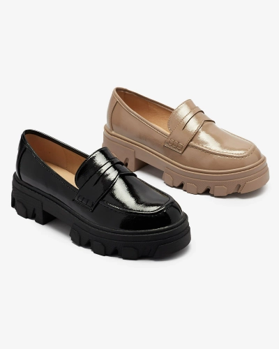 Mocassins laqués sur semelle massive en noir Desila - Chaussures