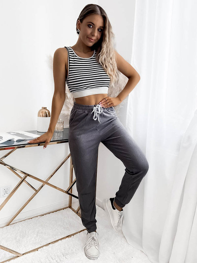 Survêtements gris pour femmes PLUS TAILLE- Vêtements