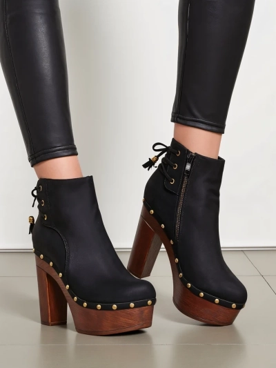 Royalfashion Bottines pour femmes à talon bloc Bezollos