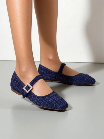 Royalfashion Ballerines à carreaux pour femmes avec boucle et sangle Riffos
