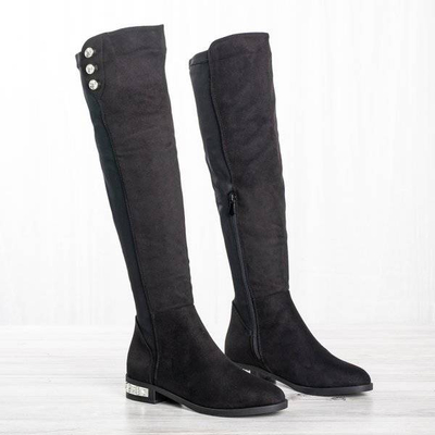 Bottes noires à talons plats Elly - Footwear