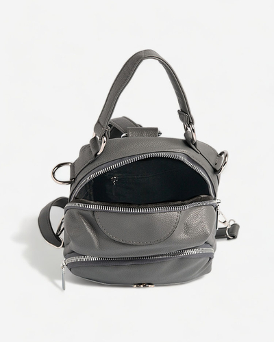 Royalfashion Petit sac à dos en éco-cuir pour femme gris