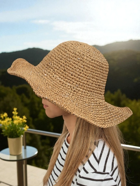 Royalfashion Chapeau de paille pour femme Lila Sun