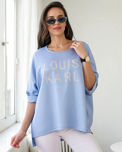 Blouse viscose Royalfashion pour femmes avec inscriptions en strass