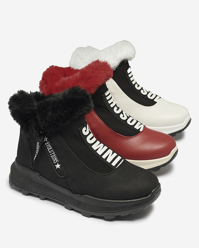 Bottes rouges isolées pour femmes avec fourrure Scherr- Footwear