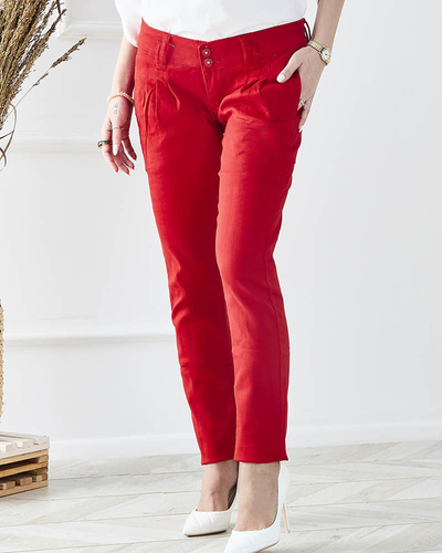 Pantalon taille basse pour femmes en tissu rouge - Vêtements