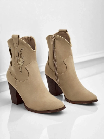 Bottines cow-boy à talon pour femmes avec inserts décoratifs Cendria