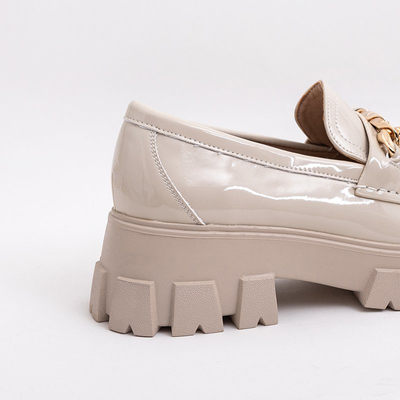 Slip-on femme beige clair vernis à chaîne Guinewra - Chaussures