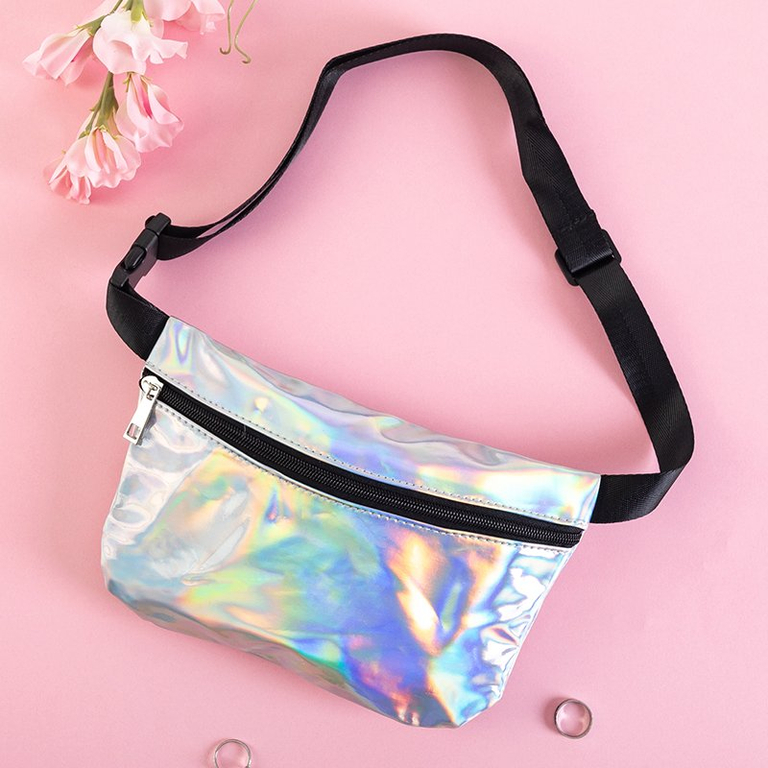 Sac banane argenté holographique pour femme - Sacs à main