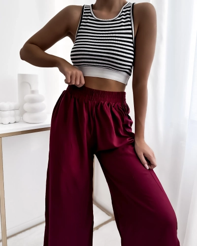 Royalfashion Pantalon culotte 7/8 pour femme Marron