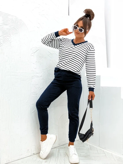Royalfashion Ensemble coton rayé pour femme