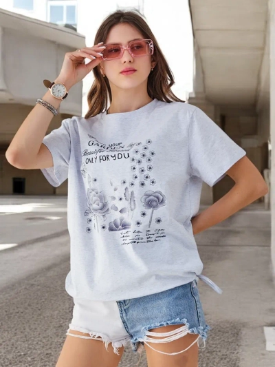 Royalfashion Blouse en coton pour femme avec l'inscription